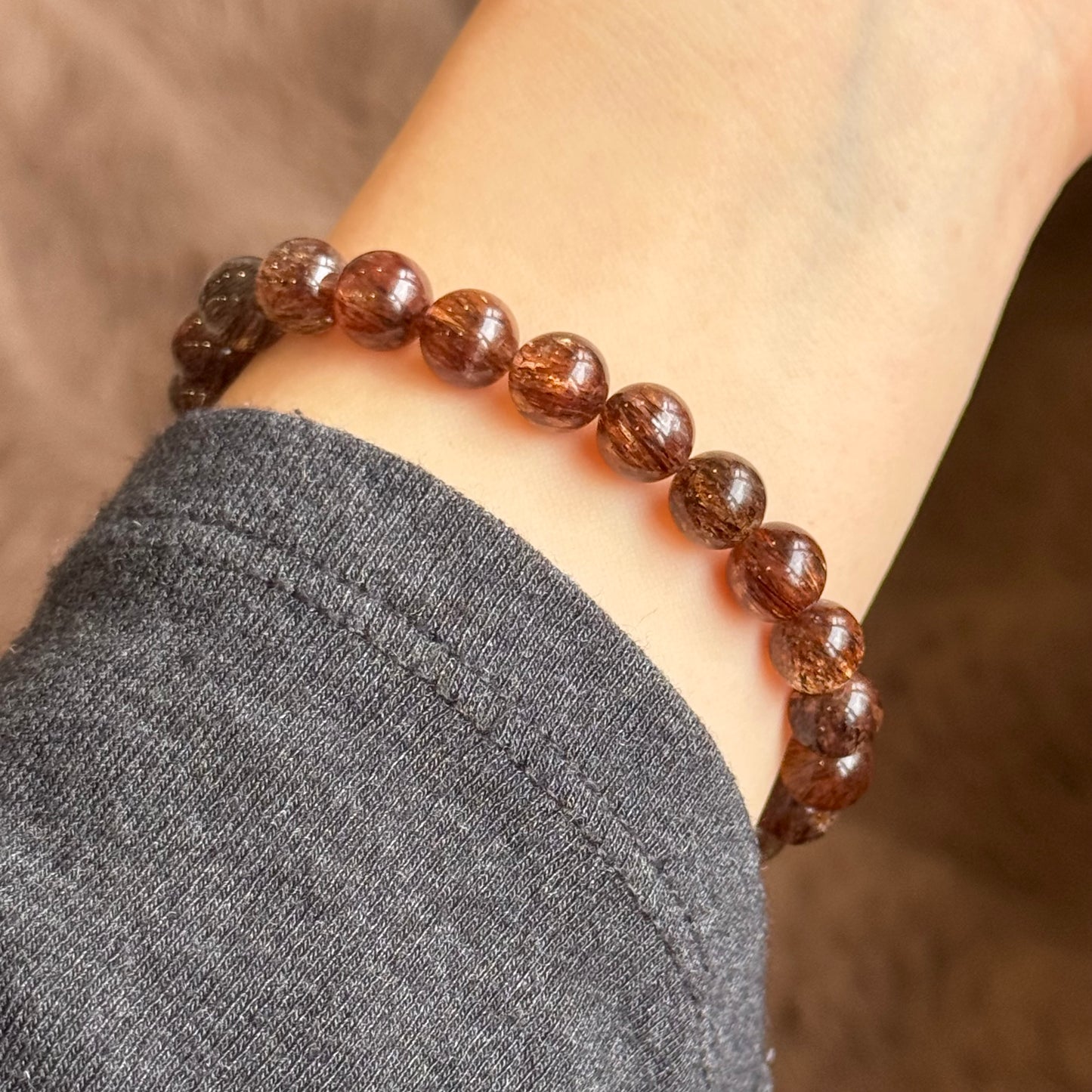 满色黑金发晶 (黑金超) Black Gold Rutilated Quartz Bracelet