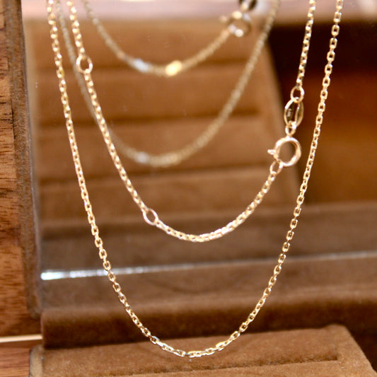 14K Solid Gold Plain Chain Necklace
