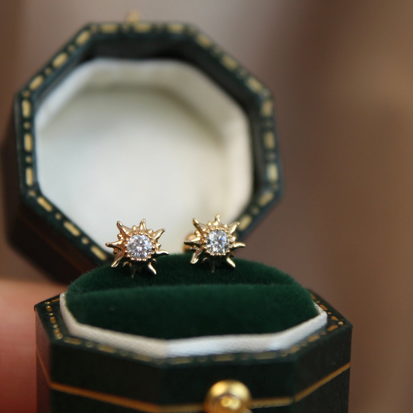 14K Solid Gold Mini Sunflower Earrings