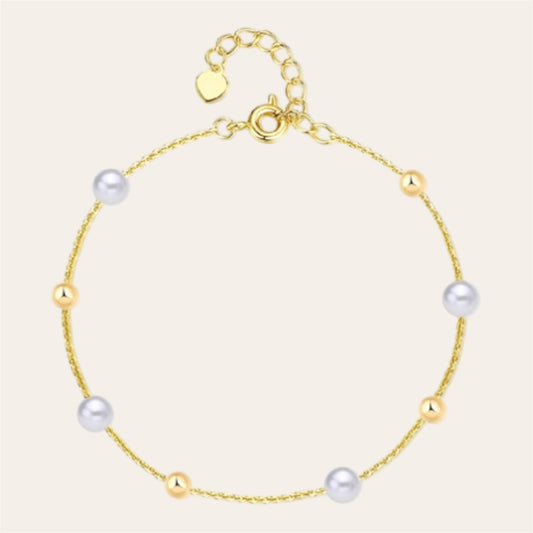 14K Solid Gold Starry Sky Pearl Bracelet