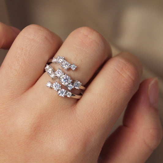 Multi-Layers Sparkling Moissanite Ring