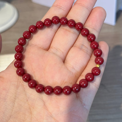 朱砂手串足金Cinnabar Solid Gold Bracelet