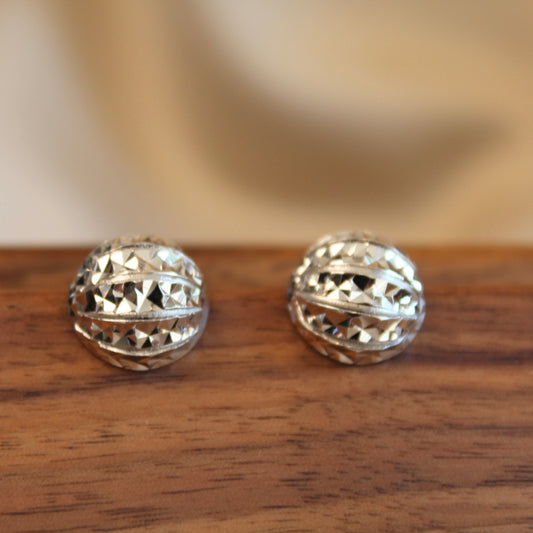 车花工艺 Sparkling Round Earrings