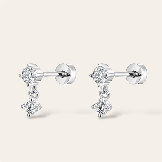 Small Double Moissanite Stud Earrings