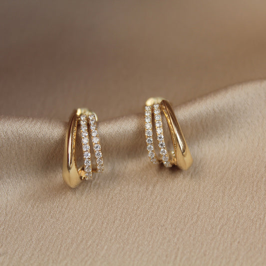 14K Solid Gold Three Claws Earrings
