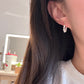 14K Solid Gold Round Pearl Hoop Earrings