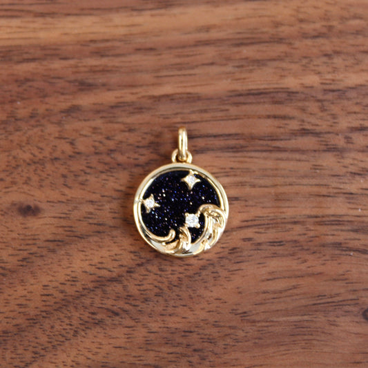 14K Solid Gold Star River Pendant