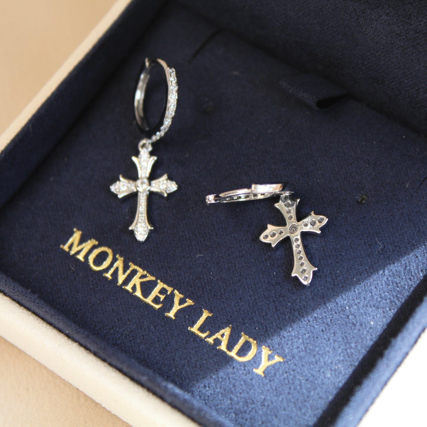 Moissanite Cross Hoop Earrings