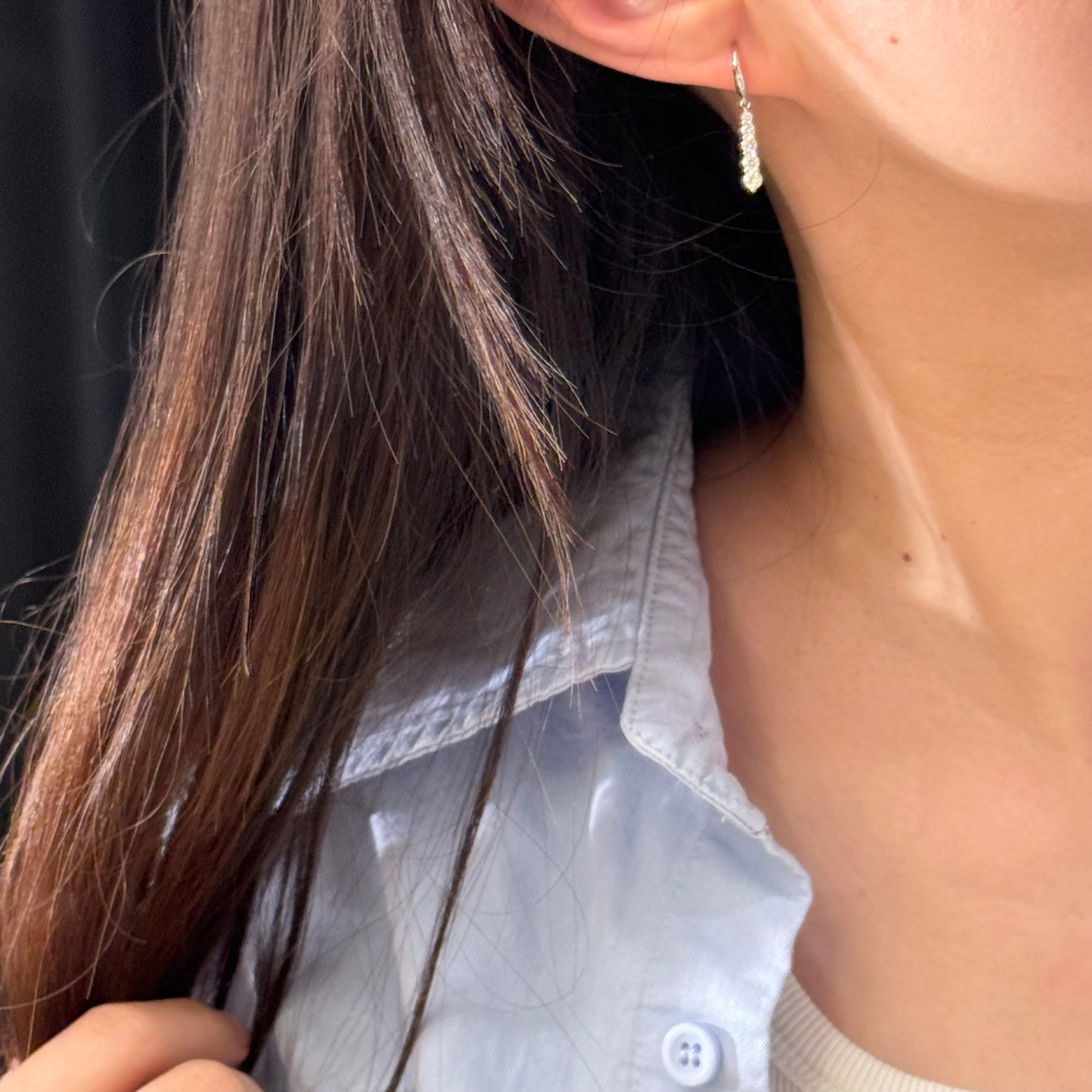 14K Solid White Gold Water-drop Earrings