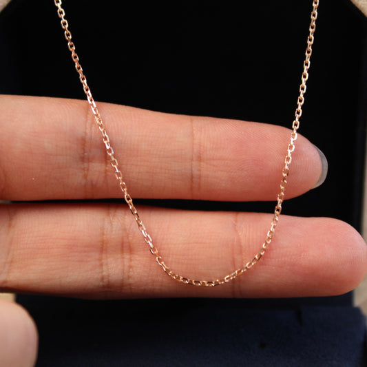 14K Solid Rose Gold Plain Chain Necklace