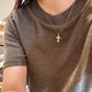 14K Solid Gold Lab-Grown Diamond Cross Pendant