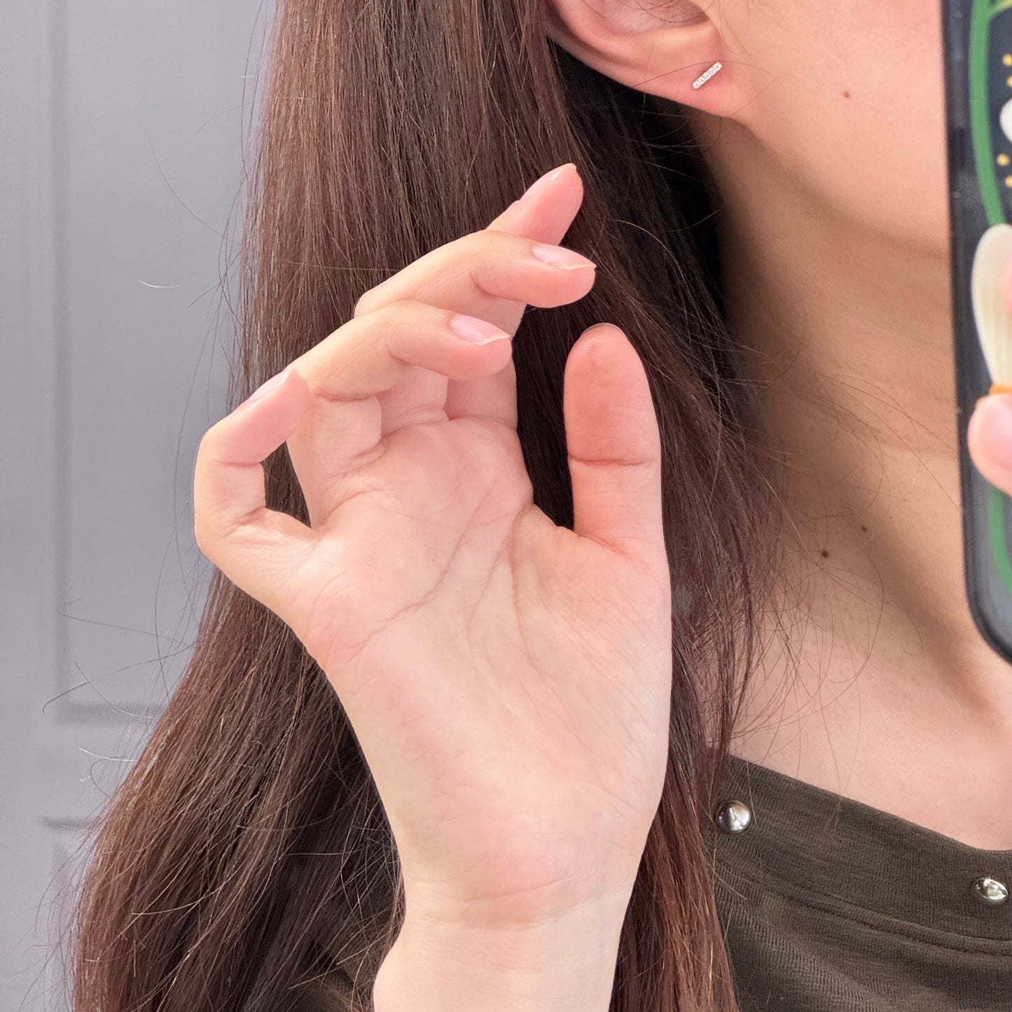 Linear Bar Moissanite Stud Earrings