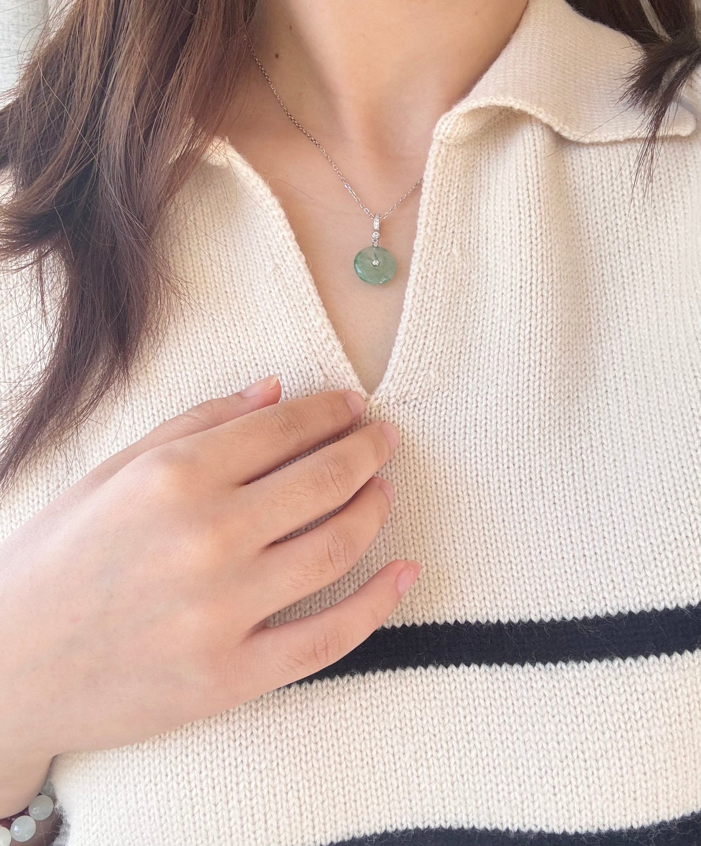 非洲翠平安扣African Aventurine Peace Buckle Necklace