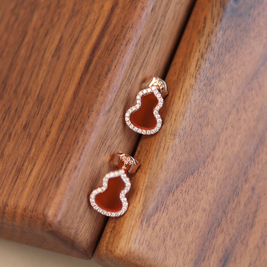 14K Solid Rose Gold Hulu Earrings, Medium Size