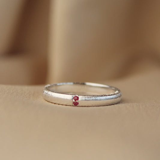 拉丝 Brushed Finish Natural Ruby Ring