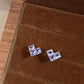 14K Solid White Gold Lolite Heart Earrings 堇青石