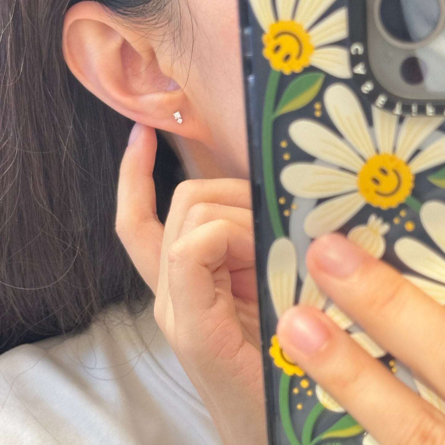 Mini Double Stone Moissanite Earrings