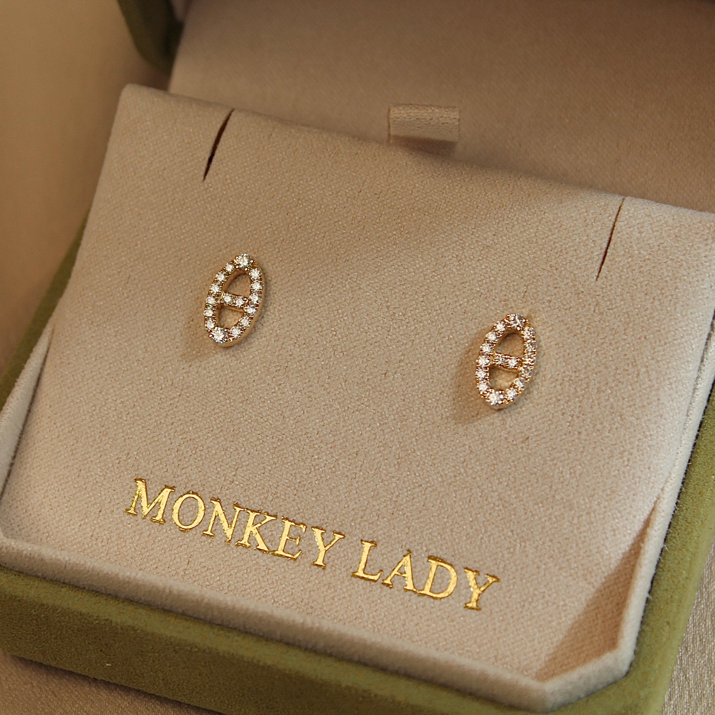 14K Solid Gold Spark Link Earrings