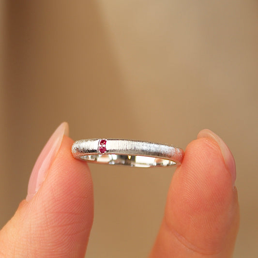 拉丝 Brushed Finish Natural Ruby Ring