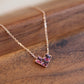 14K Solid Rose Gold Small Heart Necklace碧玺
