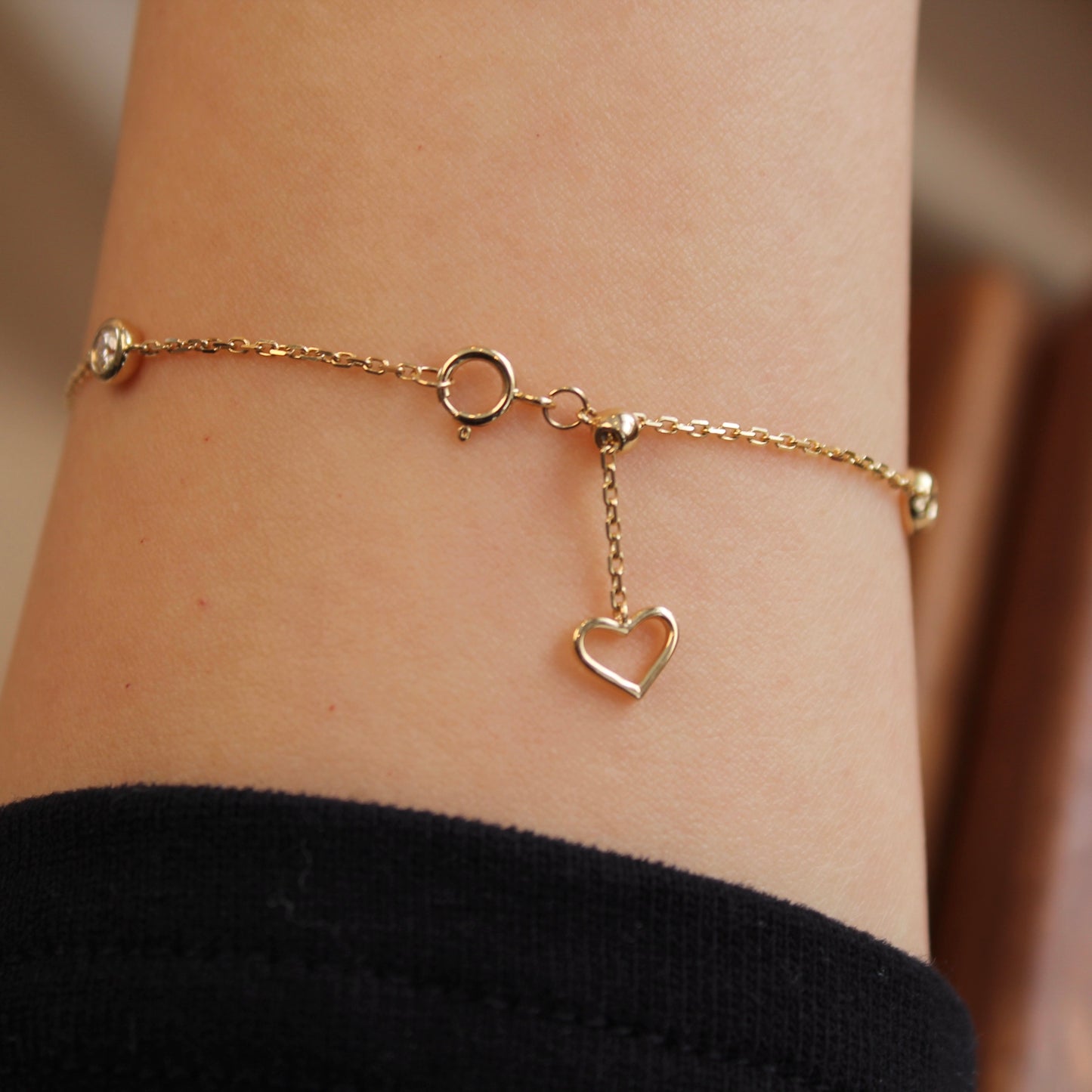 14K Solid Gold Five Bubbles Bracelet