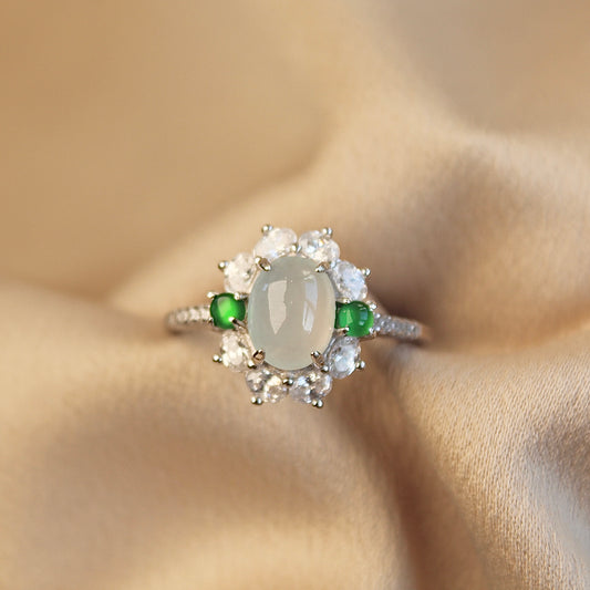 Sunflower Two-Tone Jadeite Adjustable Ring