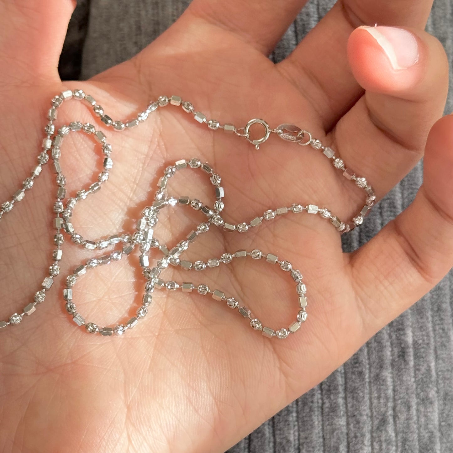 Diamond-Cut Plain Chain Necklace, 50cm