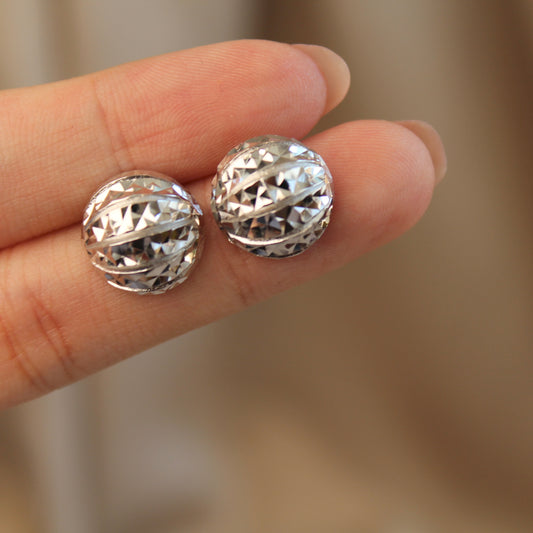 车花工艺 Sparkling Round Earrings