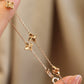 14K Solid Rose Gold Clover Bracelet 车花工艺
