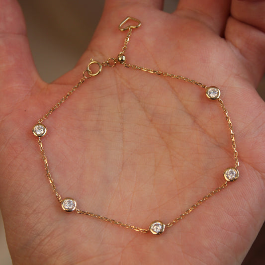 14K Solid Gold Five Bubbles Bracelet