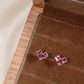 14K Solid Rose Gold Tourmaline Heart Earrings碧玺