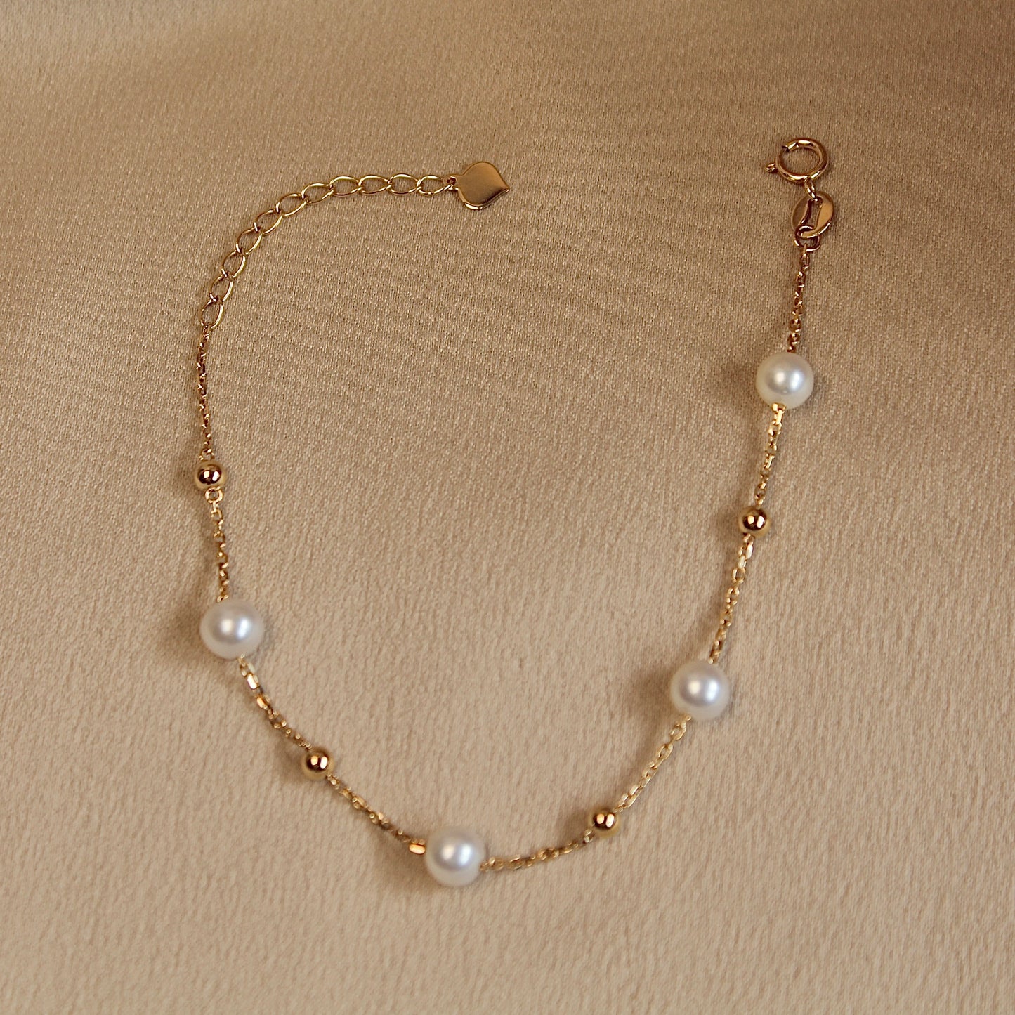 14K Solid Gold Starry Sky Pearl Bracelet