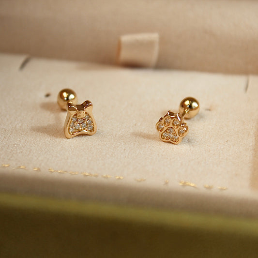 14K Solid Gold Small Cat Claw Earrings