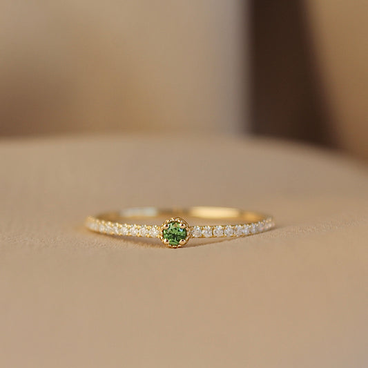 14K Solid Gold Natural Tsavorite Ring沙弗莱