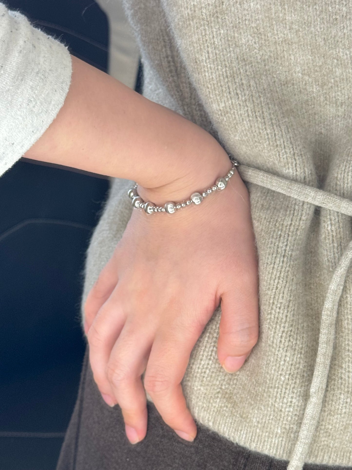 猫眼球Disco Beads Silver Bracelet