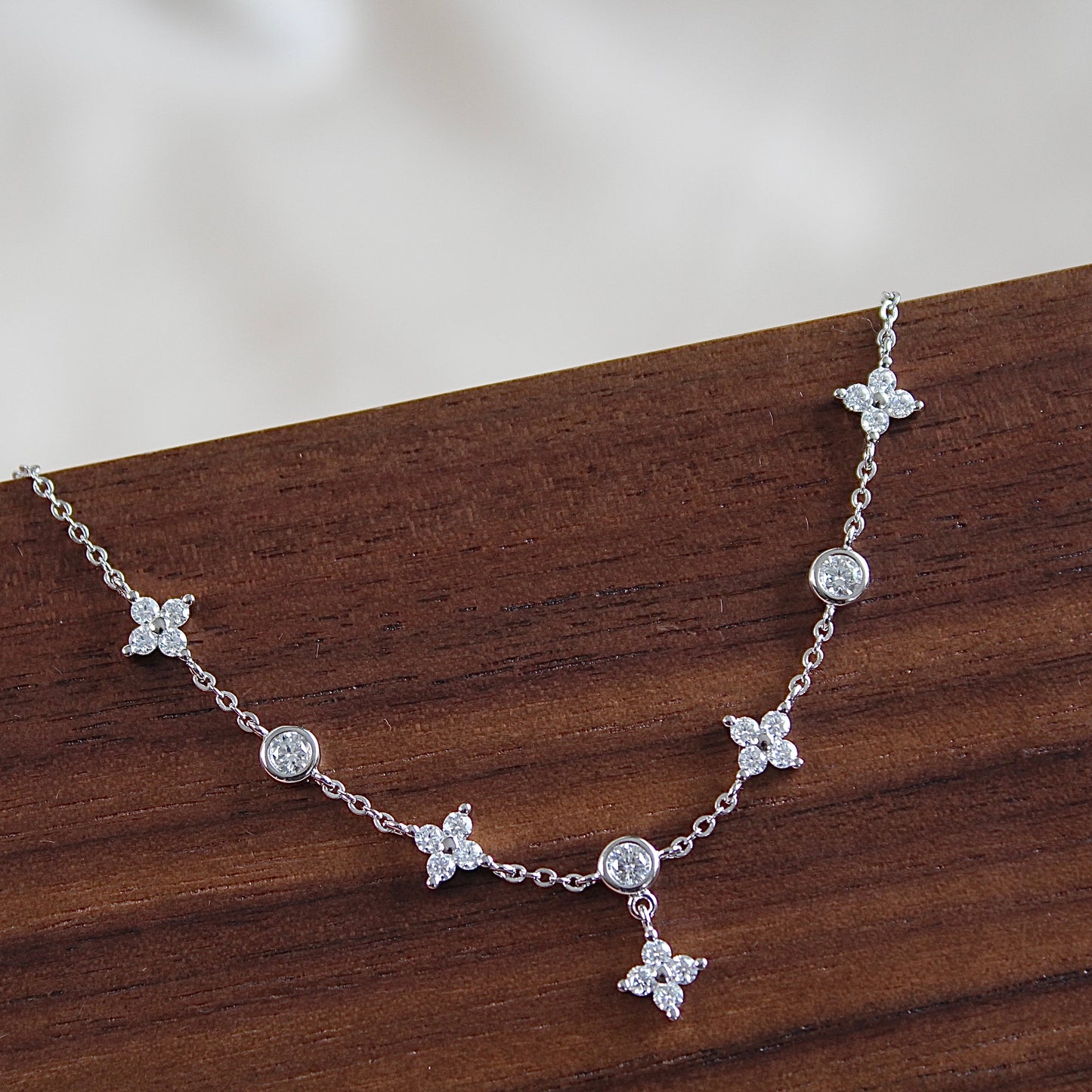 Lucky Clover Moissanite Bracelet, Sterling Silver