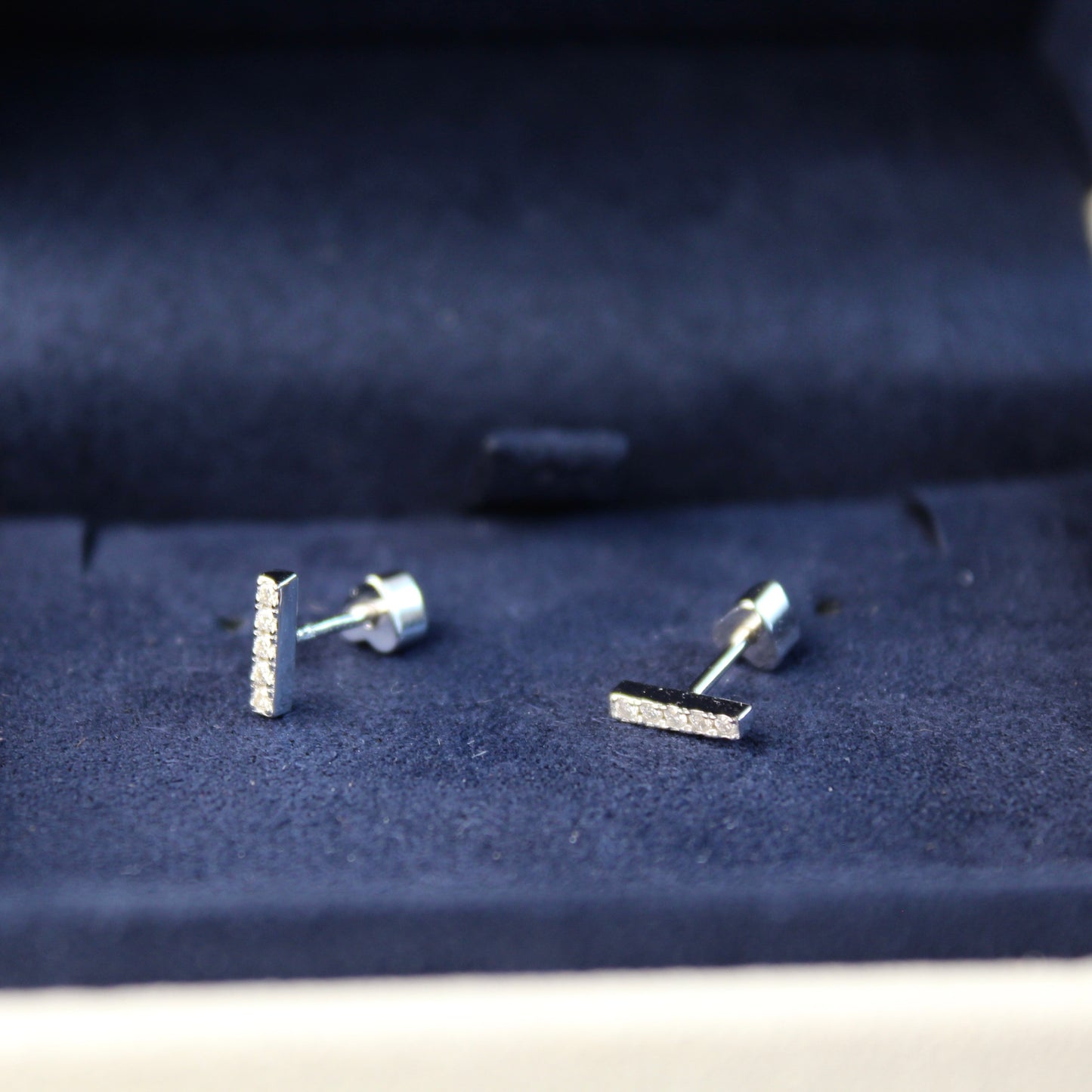 Linear Bar Moissanite Stud Earrings