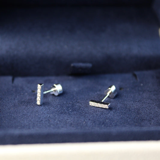 Linear Bar Moissanite Stud Earrings