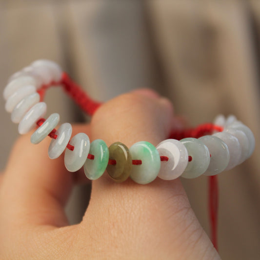 翡翠盘缠Natural Jadeite Red Bracelet