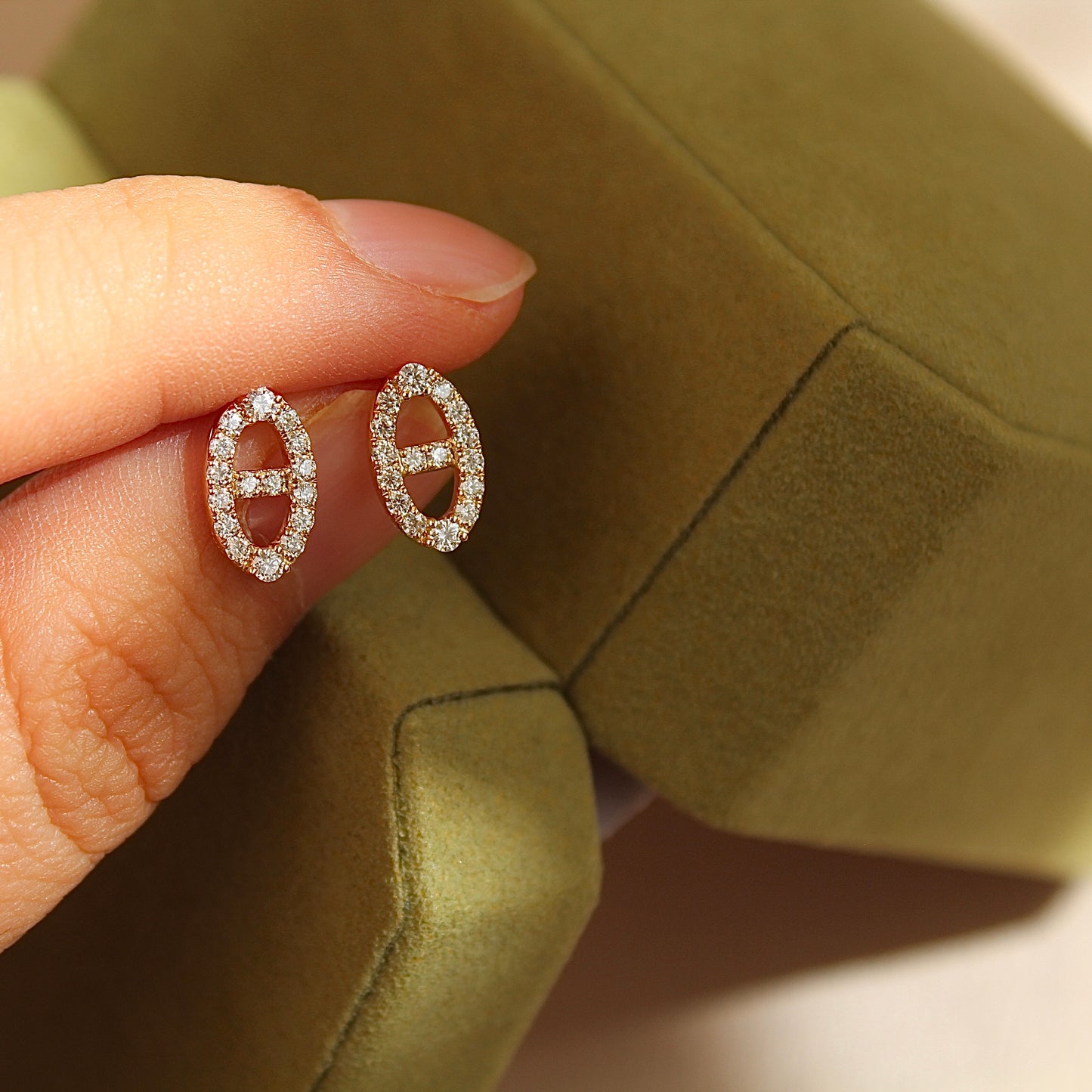 14K Solid Gold Spark Link Earrings