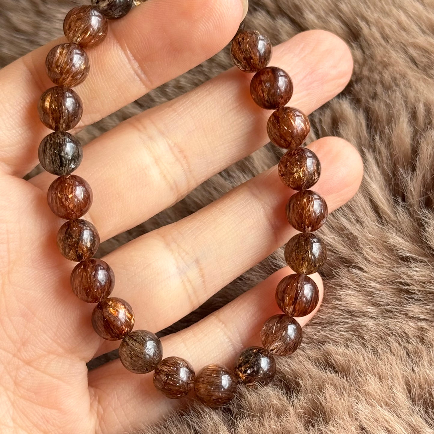 满色黑金发晶 (黑金超) Black Gold Rutilated Quartz Bracelet