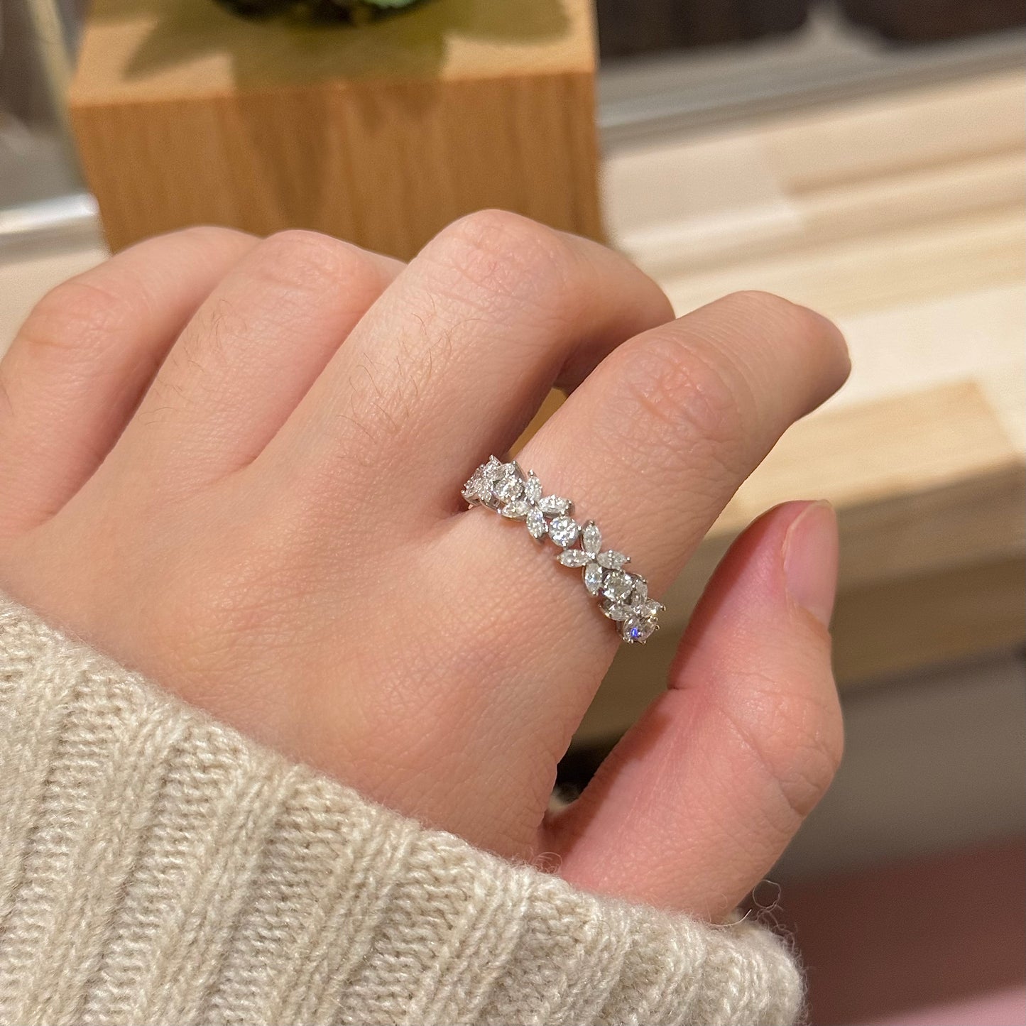 Blooming Clover of Wishes Moissanite Ring