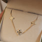 14K Solid Yellow Gold Black Onyx Clover Bracelet