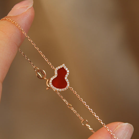 14K Solid Rose Gold Red Hulu Bracelet
