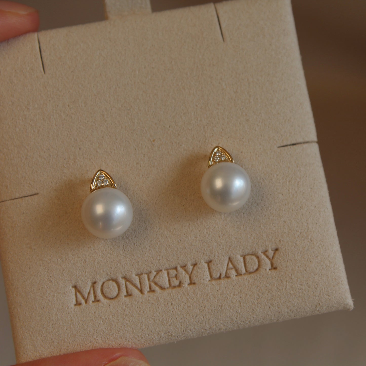 14K Solid Gold Crown Natural Pearl Earrings