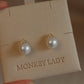 14K Solid Gold Crown Natural Pearl Earrings