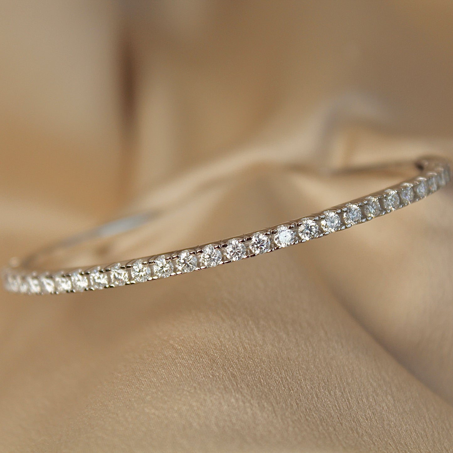 Half Moon Moissanite Bangle Bracelet, 1.68 carat