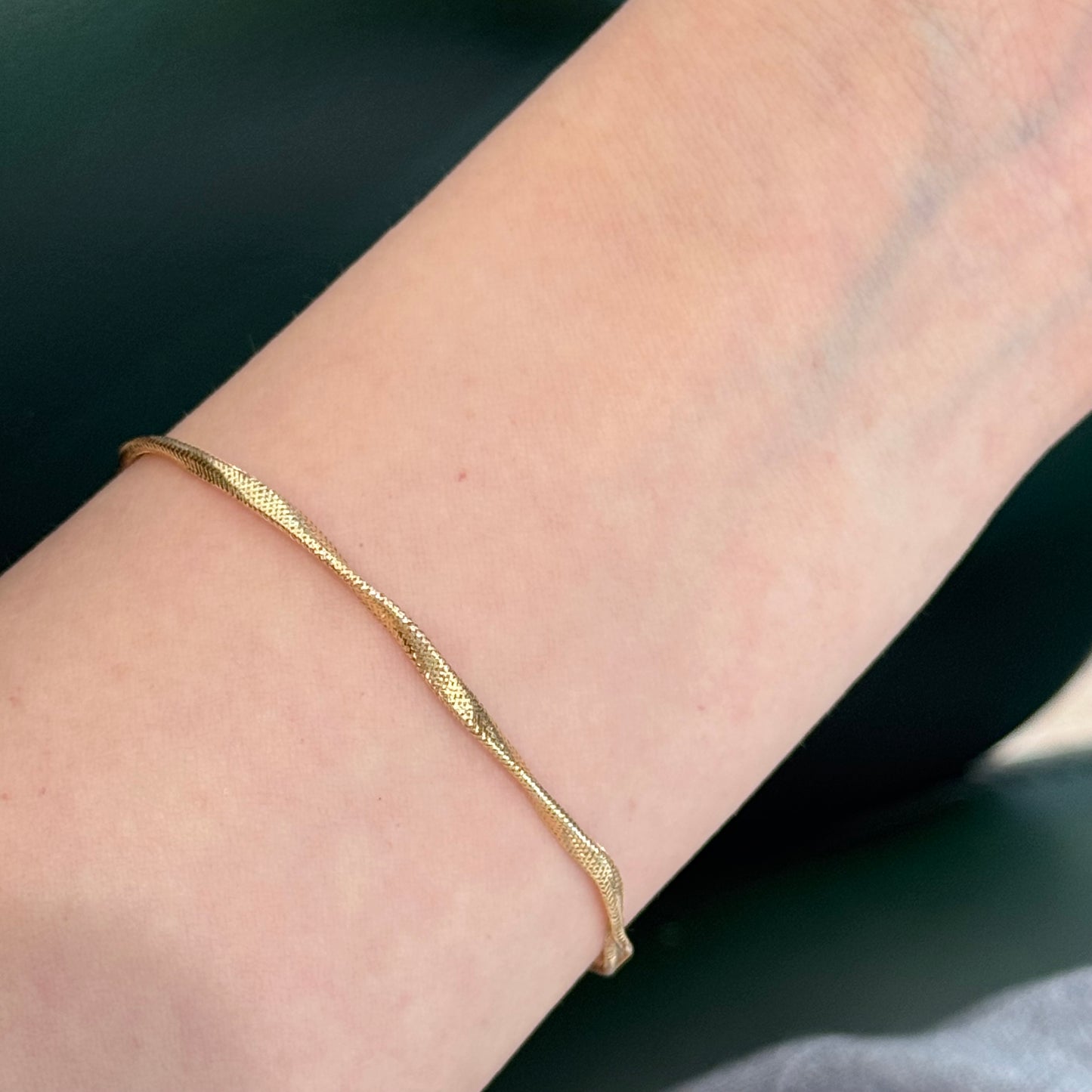 18K Solid Gold Wave Noodle Bracelet