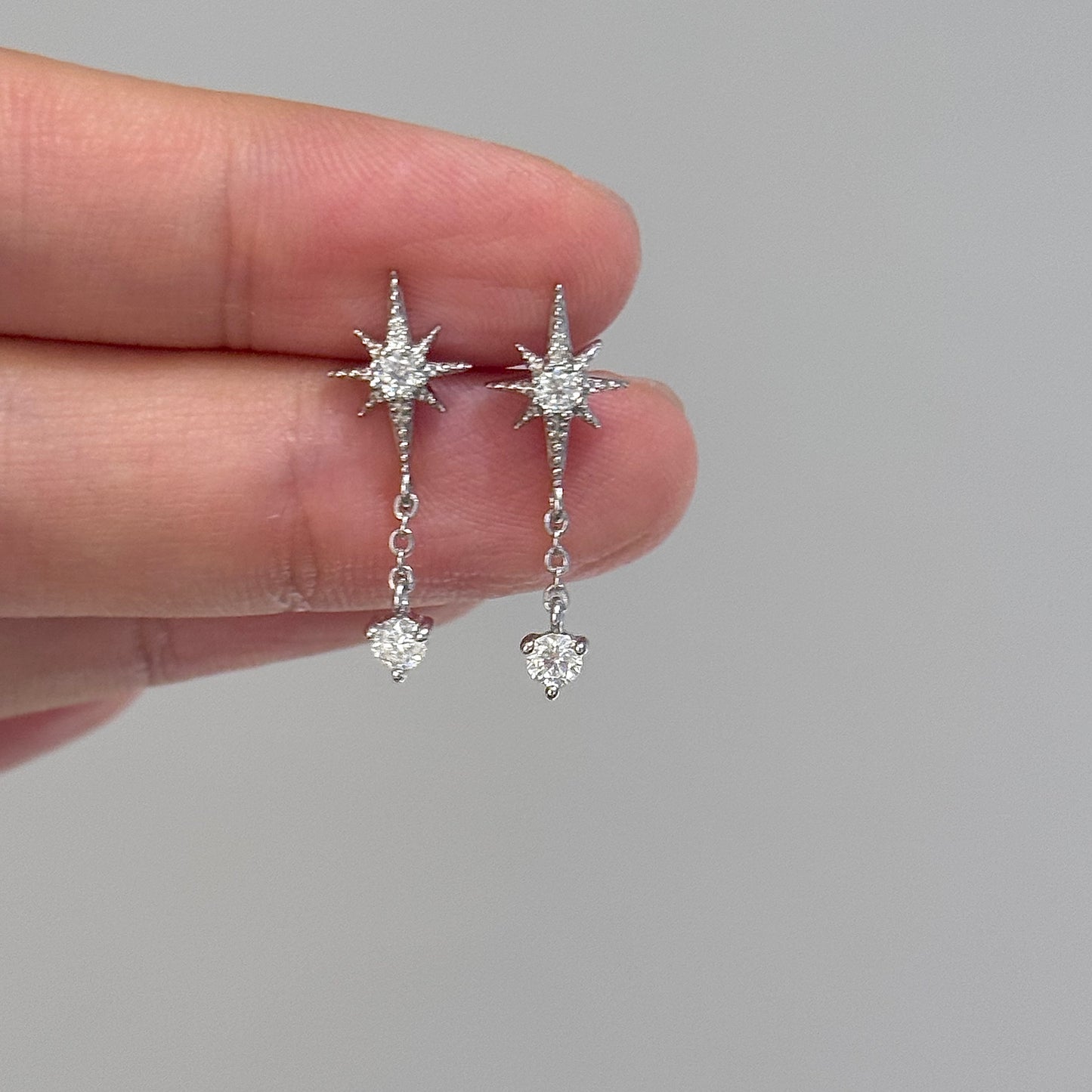 Small Compass Star Moissanite Earrings