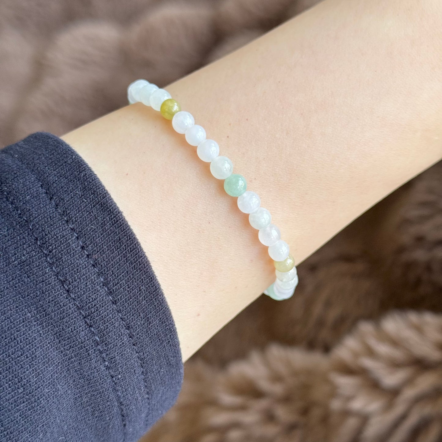 Macaron Natural Jadeite Bracelet, 5mm